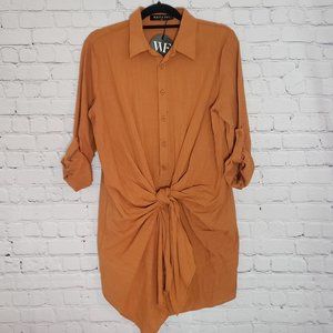 WildFox Knotted Front Tie Mustard Dress